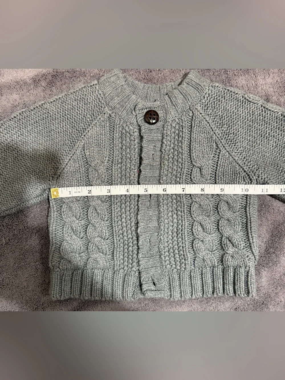 The Children's Place Cable Knit Button-Up Cardigan - Light Gray